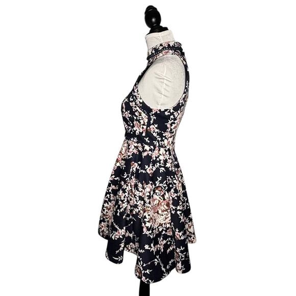 B Darlin Floral Halter Fit and Flare Dress Navy Pink Floral Size 9/10 - Picture 9 of 12